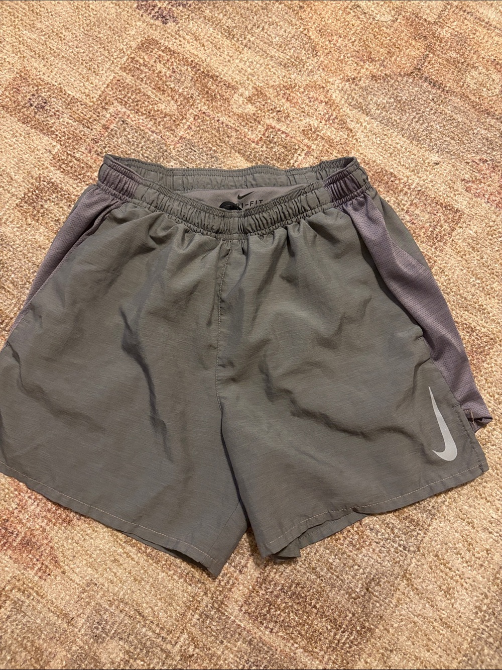 Nike Men's Gray Athletic Shorts with Side Mesh Panels